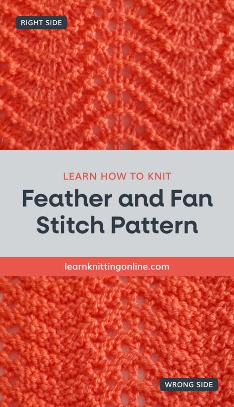 LKO_P_EYL_feather | Learn Knitting Online Learn Knitting, Lace Knitting Stitches, Knit Purl, Knit Stitches, Cable Knitting, Lace Knitting Patterns, Knitting Instructions, Knit Lace, Crochet Stitches For Beginners