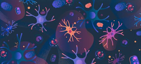 Together with Genentech, I created some scientific illustration headers and portraits for articles on their website. This illustration is an abstract visualization of neuromyelitis optica spectrum disorder (NMOSD). Thanks a lot to the Genentech team for producing ideas and visual concepts for the headers Graphic Shirt Design, Science Stickers, Schematic Design, Science Illustration, Medical Icon, Scientific Illustration, Mascot Design, Medical Illustration, Illustration Graphic Design