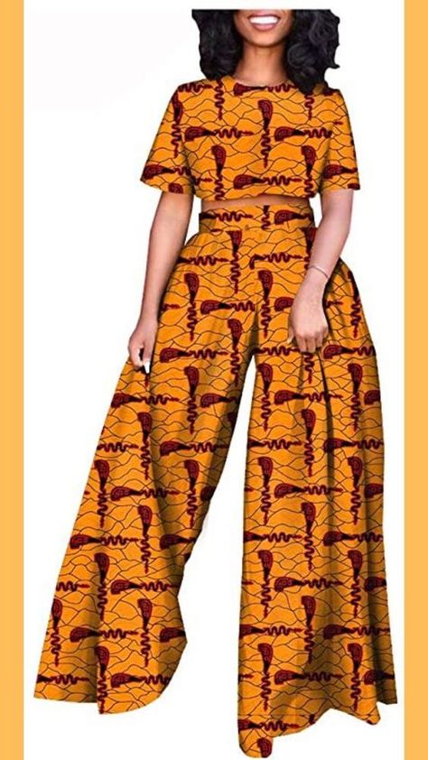 Ankara Crop Tops High Waist, High Waist Baggy Pants, Dashiki Clothing, African Print Crop Top, Chitenge Outfits, Ankara Pants, Tracksuit Outfits, African Pants, African Print Pants