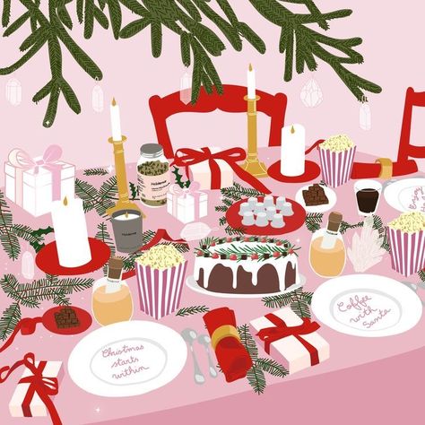 Christmas Theme Illustration, Christmas Packaging Illustration, Winter Holiday Illustration, Christmas Table Illustration, Christmas Food Illustration, Christmas Card Illustration Design, Christmas Dinner Illustration, December Illustration, Noel Illustration