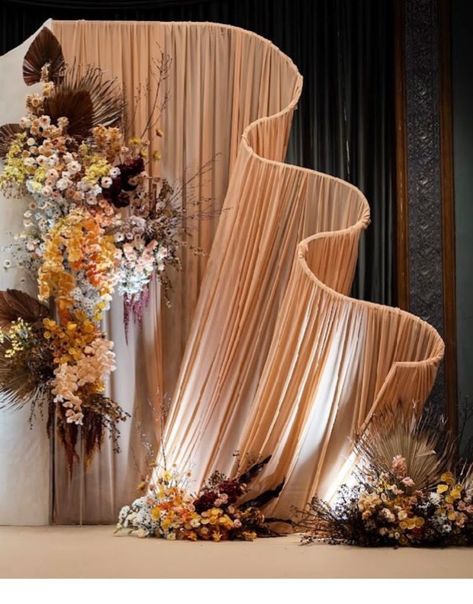 Selfridges Window Display, Wedding Draping Backdrop, Leaf Backdrop, Wedding Jobs, White Wedding Centerpieces, Wedding Draping, Corporate Event Design, Wedding Decor Photos, Wedding Journal