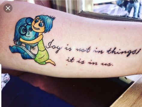 Inside Out Tattoo Disney, Inside Out Tattoo, Finger Tattoos Words, Tattoos To Cover Scars, Tattoo Spots, Sleeve Tattoo Ideas, Health Tattoo, Movie Tattoo, Semicolon Tattoo