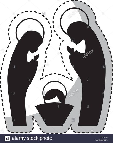 Descargar este vector: Pesebre figura familiar silueta icono - HPHF5H de la biblioteca de Alamy de millones de fotografías, ilustraciones y vectores de alta resolución. Figure Silhouette, Tree Template, Christmas Tree Template, Tree Templates, Stock Vector, Vector Images, High Resolution, Resolution, Marvel