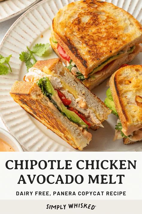 Chipotle Chicken Avocado Melt, Chipotle Sandwich, Chicken Avocado Melt, Chicken Avocado Sandwich, Avocado Melt, Shredded Chicken Sandwiches, Peppadew Peppers, Chicken Panini, Chicken Melts