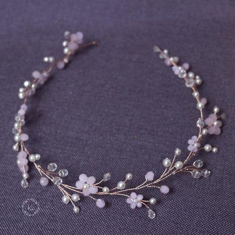 Rose gold headband Bridal hair vine Rose gold headpiece | Etsy Rose Wedding Band, Rose Gold Wedding Headpiece, Rose Gold Headband, Rose Gold Hair Piece, Rose Gold Headpiece, Headband Bridal Hair, Long Hair Vine, Gold Hair Piece, Wedding Hair Head Piece