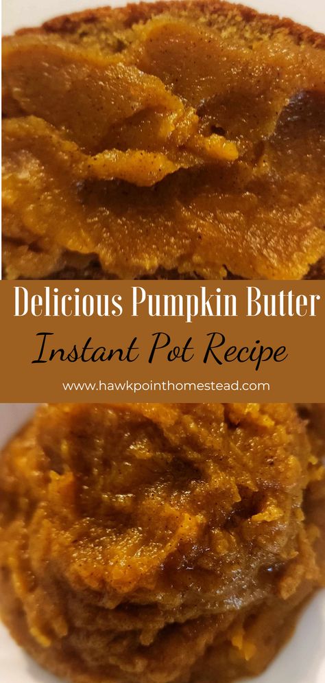 This wonderful Instant Pot Pumpkin Butter recipe is so delicious and deliciously easy! Just add the simple ingredients to your Instant Pot and cook for 5 minutes and you have this wonderful pumpkin butter.  Making you own homemade pumpkin butter is so satisfying, plus so much better than store bought because you can add as much or little sweetness as you want.  Make with canned or homemade pumpkin puree. Pumpkin Butter Recipe Instant Pot, Pumpkin Butter With Canned Pumpkin, Homemade Pumpkin Puree Recipes, How To Make A Pumpkin, Pumpkin Instant Pot, Blueberry Jalapeno Jelly Recipe, Canning Pumpkin Puree, Pumpkin Jelly, Homemade Pumpkin Butter