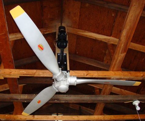 Picture of Airplane propeller ceiling fan Plane Hanger, Airplane Furniture, Airplane Ceiling Fan, Propeller Decor, Vintage Airplane Decor, Aviation Room, Hangar Home, Hanger House, Aviation Furniture