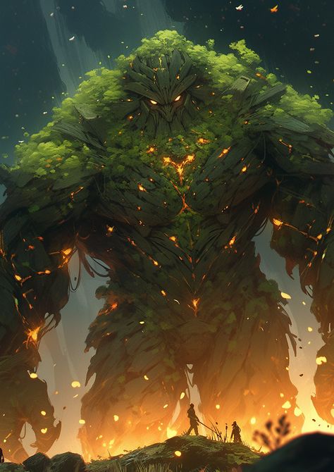 Earth Elemental Dnd, Monster Tattoo, Elf Warrior, Beast Creature, Character Inspiration Male, Anime Monsters, Creature Artwork, Fantasy Beasts, Forest Creatures