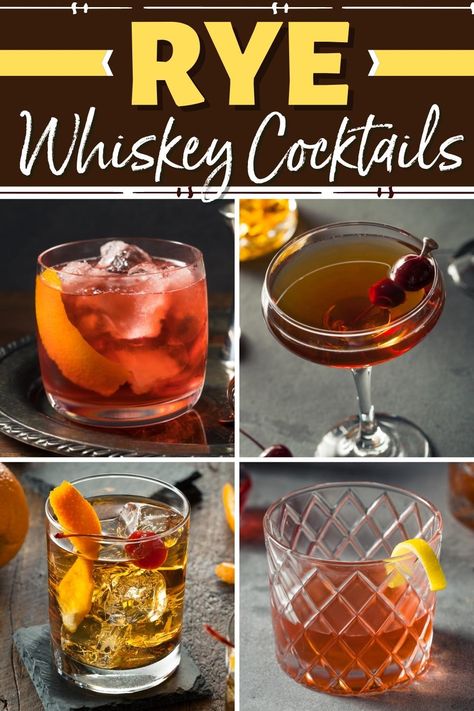 With a peppery bite and robust flavor, these rye whiskey cocktails are for serious whiskey lovers only. They're strong, boozy, and wonderfully warming. Rye Whiskey Drinks, Cocktails For Winter, Rye Drinks, Rye Whiskey Cocktail, Best Rye Whiskey, Whiskey Cocktails Easy, Rye Cocktails, Whisky Cocktail Recipes, Whiskey Drinks Recipes