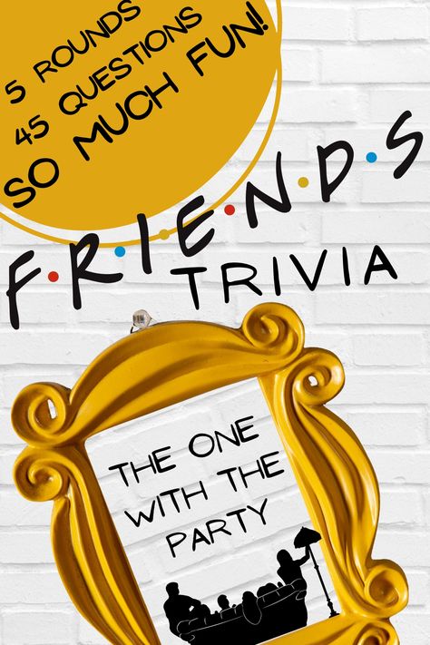 Friends Party Ideas, Friends Tv Show Party, Questions Friends, Friends Themed Party, Printable Friends, Friends Quiz, Friends Trivia, Clue Party, Friend Quiz