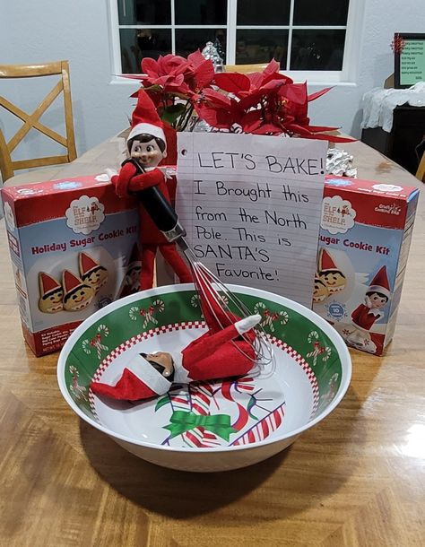 Elf On The Shelf Cookie Decorating Ideas, Cookie Elf On The Shelf, Elf On The Shelf Bake Cookies, Cooking Elf On The Shelf, Elf Baking Cookies, Baking Elf On The Shelf, Elf On The Shelf Duo Ideas, Double Elf Ideas, Elf On Shelf Baking Ideas