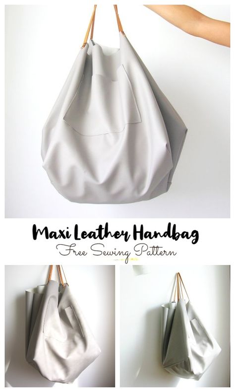 DIY Maxi Leather Handbag Free Sewing Pattern | Fabric Art DIY Affordable Handmade Hobo Bag, Handmade Everyday Hobo Bag, Diy Boho Bag, Handmade Hobo Tote Bag For Daily Use, Faux Leather Hobo Bag With Leather Handles For On-the-go, Eco-friendly Hobo Bag With Leather Handles For Everyday Use, Bucket Bag Diy, Fabric Art Diy, Hobo Bag Patterns