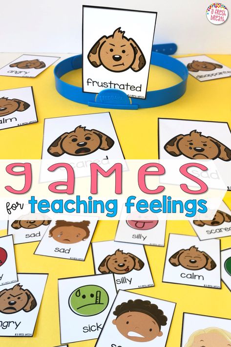 A great game to work on identifying emotions is matching similar faces up with these interactive games for teaching feelings. Check out these 3 teaching feelings games to make the learning process of this important social skill fun and engaging. These teaching feelings games are great to use in your next social skills group with kindergarten, first grade, or even second grade students learning social emotional life skills. Social Emotional Activities For Kindergarten, Emotions Matching Game, Social Emotional Learning Activities Preschoolers, Kindergarten Social Emotional Activities, Emotions Games For Kids, Social Emotional Learning Activities Preschool, Social Games For Kids, Preschool Social Emotional Activities, Emotion Preschool