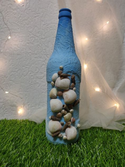 Art With Glue, Silicone Glue, White Glue, Ocean Theme, Bottle Painting, Ocean Themes, Bottle Art, Craft Work, Texture Art