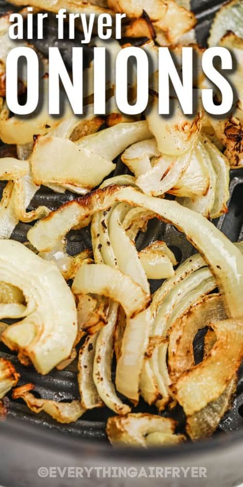 Air Fryer Onions, Onion Rings Air Fryer, Peppers And Mushrooms, Recipe For Air Fryer, Microwave Dinners, Low Carb Side, Bloomin Onion, Steak And Onions, Cooking Onions