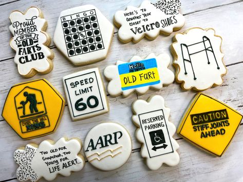 Over The Hill Cookies For Men, Old Man Cookies Decorated, 60th Cookies Birthday For Men, Funny Birthday Cookies Decorated, Cookies For Men Birthday, Retirement Cookies Decorated For Men, 60th Birthday Royal Icing Cookies, 50th Birthday Cookies For Men Funny, 60 Birthday Cookies For Men