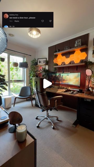 Brian Wandera on Instagram: "My 2024 Smart home office and desk setup tour.. I can’t be any happier 👌🏾👌🏾. #homeofficetour #desksetuptour #desksetups #desksetupideas #homeofficedecor #homeofficeideas #homeofficedesign #homeofficeinspo #homeofficegoals #homeofficelife #wfhsetup #cozyoffice #moodlights #samsungodysseyneog9 #neog9 #officeplants" Havenly Office, Youtube Office, Smart Home Office, Cozy Office, Mood Lights, Office Inspo, Office Plants, Office Setup, Home Desk