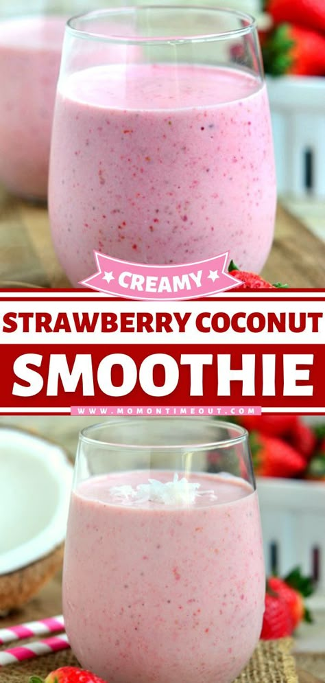 Coconut Water Smoothie, Coconut Milk Smoothie, Sweet Smoothies, Smoothie Drink Recipes, Coconut Smoothie, School Snack, Easy Smoothie Recipes, Strawberry Smoothie, 140 Pounds