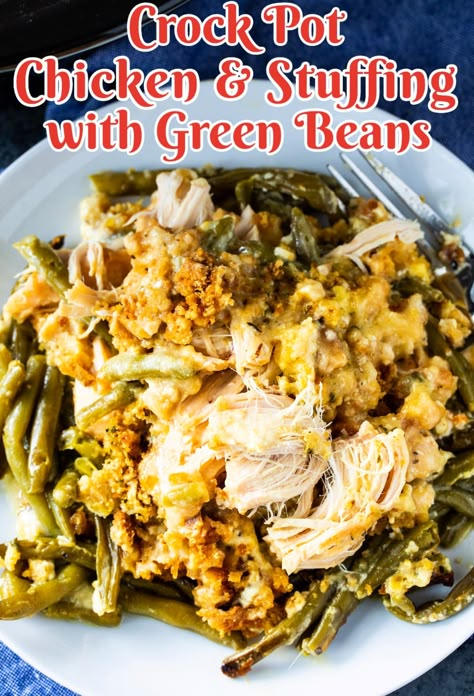 Crock Pot Chicken And Stuffing, Crockpot Chicken And Dressing, Crockpot Beans, Crockpot Chicken And Stuffing, Chicken In Crock Pot, Beans Recipe Crockpot, Crockpot Green Beans, Beans In Crockpot, Chicken And Stuffing