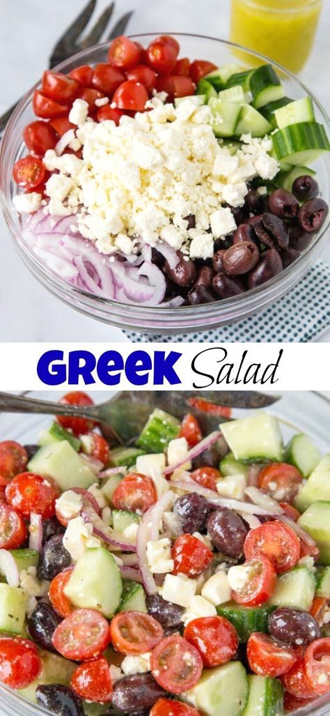 Cucumber Tomato Red Onion Feta Salad, Greek Cucumber Tomato Salad Feta, Feta Olive Salad, Greek Salad Feta, Feta Salad Recipes, Cucumber Tomato Feta Salad, Greek Salad Ingredients, Greek Salad Recipe, Best Potato Salad Recipe