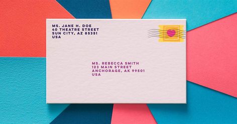 How to address an envelope Addressing Letters Envelopes, Cool Ways To Address Envelopes, Please Write Your Address On An Envelope, Fun Envelope Addressing, Address An Envelope, Envelope Address, Sending Mail, Square Wedding Invitations, Army Post