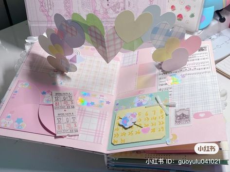 Pop Up Book Ideas, Pop Up Cards Diy, Cute Aesthetic Room, Kpop Sanrio, Crafts With Paper, Diy Pop Up Cards, Paper Aesthetic, Stationery Desk, Desk Inspo