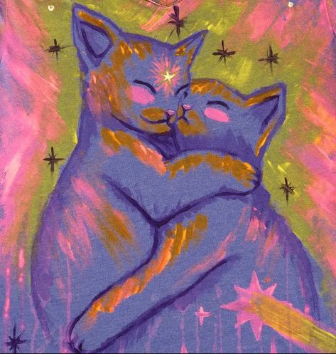 What being with him feels like (@luciaharistoy on IG) Two Cats, Mia 3, Art Inspiration Painting, Pretty Art, Cat Art, Aesthetic Art, Art Sketches, Painting & Drawing, Women's Jewelry