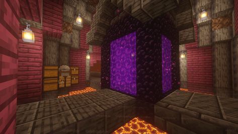 Nether Hub Design Minecraft Simple, Minecraft Nether Hub Ideas, Nether Tunnel, Nether Hub Design Minecraft, Nether Portal Room, Minecraft Nether Hub, Minecraft Tunnel, Nether Hub, Minecraft Portal