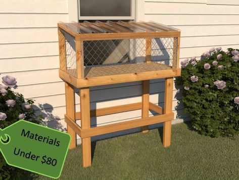 10 Catio Plans That Are Purrfect for Indoor Cats Diy Small Window Catio, Cat Window Box Outdoor, Window Box For Cats, Out The Window Catio, Small Window Catio, Catio Window Attachment, Small Catio Ideas Cat, Catio Plans How To Build, Window Catio Diy