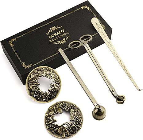 Amazon.com: Candle Accessory Set, 5 in 1 Stainless Steel Retro Candle Care Kit Including Candle Snuffer、Wick Trimmer、Wick Dipper and 2 Lid Jar Candle Toppers with a Giftable Package for Candle Lover : Home & Kitchen Pinecone Candle, Retro Candle, Candle Wick Trimmer, Candle Lid, Candle Lover, Wick Trimmer, Pine Cone Candles, Candle Topper, Candle Flame