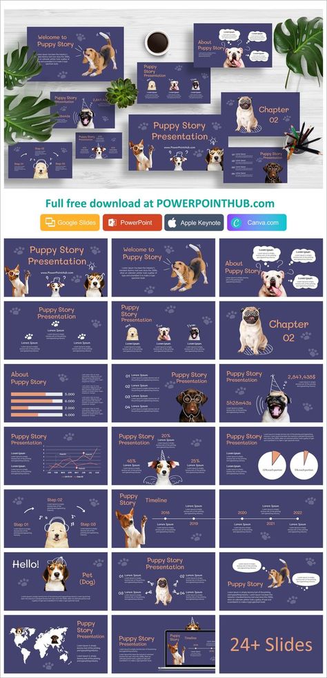 Dog Presentation, Story Presentation, Keynote Design, Templates Powerpoint, Free Puppies, Template For Powerpoint, Slides Design, Business Presentation Templates, Templates Free Design