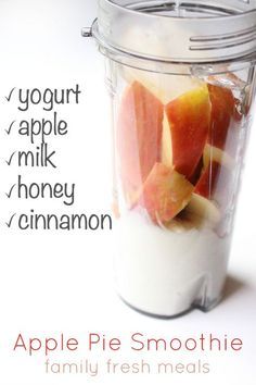 Apple Pie Smoothie - Ingredients List Smoothie Ingredient List, Healthy Apple Pie Smoothie, Healthy Apple Pie, Smoothies Vegan, Apple Pie Smoothie, Menu Sarapan Sehat, Resep Smoothie, Family Fresh Meals, Smoothie Detox