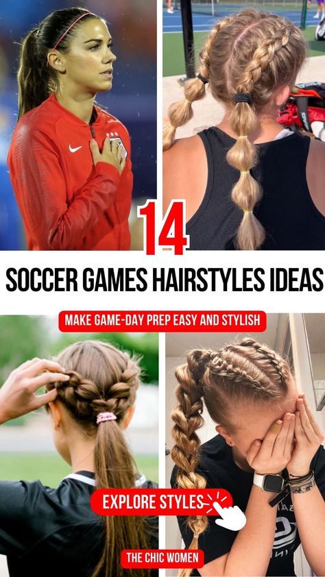 Top 14 Cute Game-Ready Hairstyles for Soccer Players Short Soccer Hairstyles, Hairstyles For Flag Football, Soccer Pictures Hairstyles, Soccer Hairstyles For Long Hair, Cute Hairstyles For Soccer, Soccer Hairstyles For Short Hair, Soccer Girl Hairstyles, Hairstyles For Soccer, Cute Soccer Hairstyles