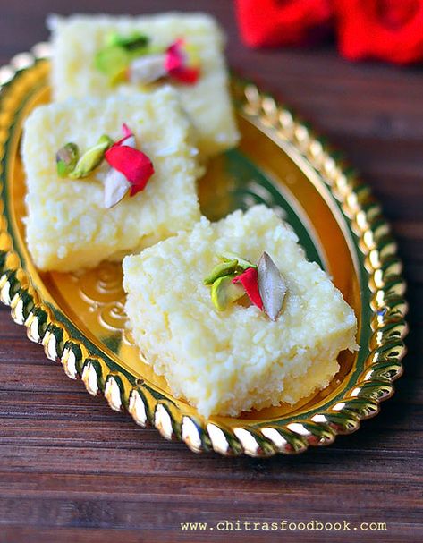 Recipe With Condensed Milk, Kalakand Recipe, Paper Flower Wall Hanging, Indian Cookbook, Wall Hanging Ideas, Condensed Milk Recipes, Indian Dessert, Flower Wall Hanging, Sweet Recipe