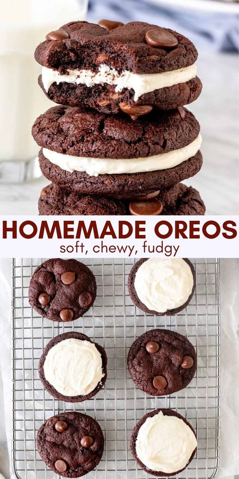 Homeade Oreos, Oreo Cream Filling Recipe, Shelf Cooking, Cream Filling Recipe, Homemade Oreo Cookies, Homemade Oreos, Oreo Cookie Recipes, Baby Moses, Baking Goods