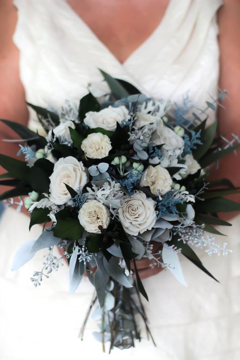 Dusty Blue Slate Blue Steel Blue Ivory and Gray Dried | Etsy Slate Blue Wedding, Swan Wedding, Nh Wedding, Preserved Eucalyptus, Blue Wedding Bouquet, Blue Wedding Flowers, Dusty Blue Weddings, Preserved Roses, Blue Bouquet