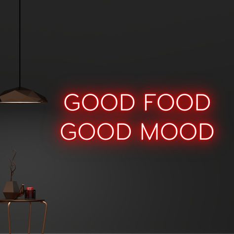 #NeonSigns #BrightIdeas #NeonSignNames #NeonInspiration #NeonRoom #RoomDecor Restaurant Neon Lights, Neon Lights Kitchen, Restaurant Focal Wall, Restaurant Quotes Wall, Design Restaurant Ideas Creative, Neon Sign Dining Room, Neon Light Restaurant, Neon Food Sign, Bar Design Restaurant Creative