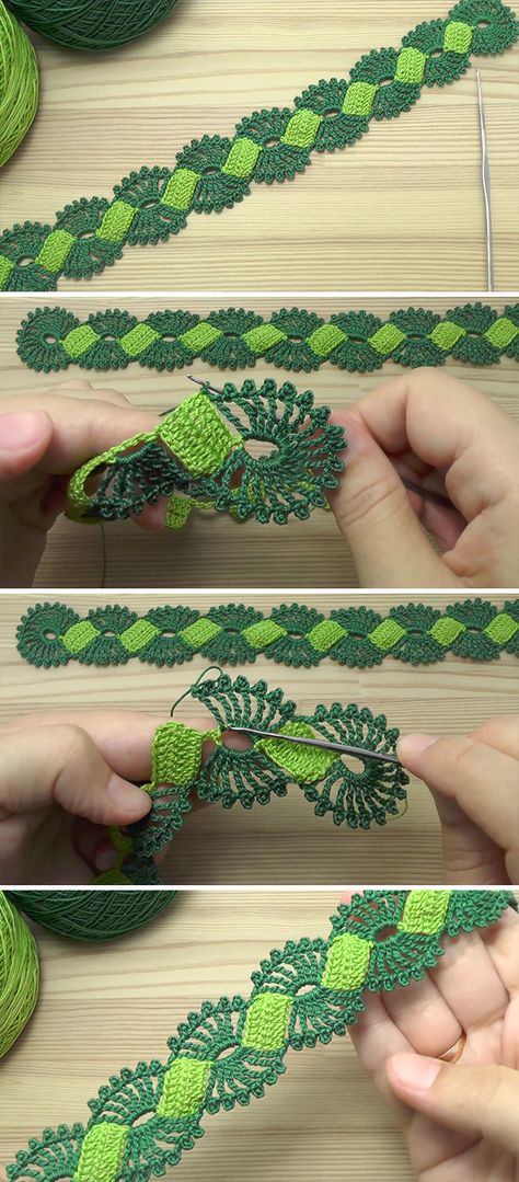 This beautiful crochet cord lace tape with two shades of green is so easy to make. It is a popular crochet project because it beautifies objects and accessories. Watch this free video tutorial to learn how to crochet this cord. Cord Crochet, Living Room Decoration Ideas, Ribbon Projects, Room Decoration Ideas, Bikinis Crochet, Popular Crochet, Lace Tape, Crochet Cord, Cord Lace