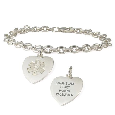 PRICES MAY VARY. Don't sacrifice style for safety - treat yourself to our pretty heart charm bracelet. Embossed medical emblem is subtle yet widely recognized by emergency personnel. Medical Alert Symbol, 2024 Manifestations, Medical Id Bracelets, Pretty Heart, Medic Alert Bracelets, Medical Bracelet, Heart Tag, Id Bracelets, 6th Birthday