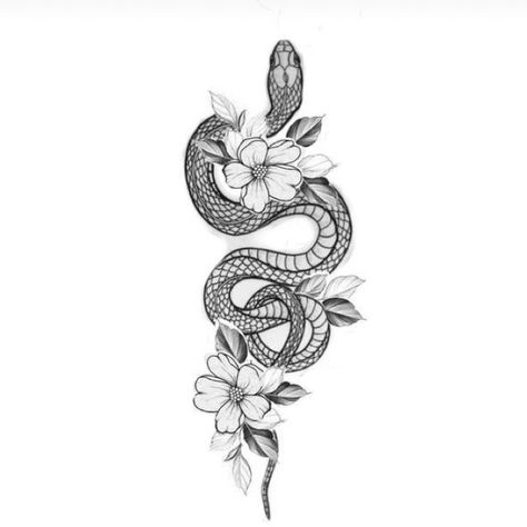 Snake And Flowers, Spine Tattoos For Women, Thigh Tattoos, Tattoos Women, Thigh Tattoos Women, Spine Tattoos, Tattoo Design, Tattoos For Women, Tattoo Ideas