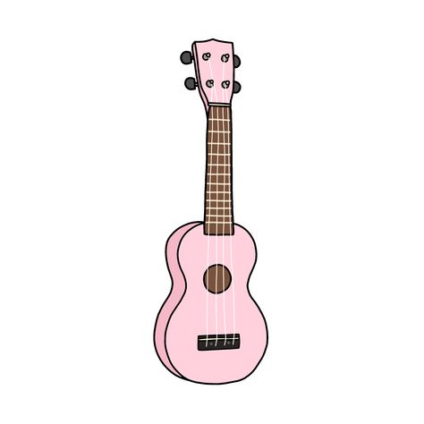 Popsicle Tattoo, Pink Ukulele, Ukulele Diy, Ukulele Stickers, Pink Heart Emoji, Pink Guitar, Guitar Drawing, Powerpuff Girls Wallpaper, Pink Music