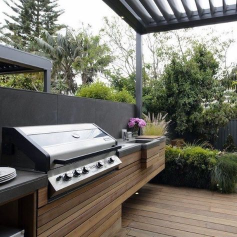 Top 50 Best Built In Grill Ideas - Outdoor Cooking Space Designs Bbq Setup, Backyard Vibes, Ideas Terraza, Grill Ideas, Outdoor Cooking Spaces, Grill Area, Outdoor Kitchen Appliances, Outdoor Grills, Built In Bbq