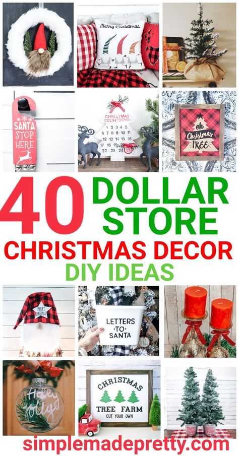 DIY Dollar Tree Holiday Decorations #homedecor #diy #dollarstore Dollar Tree Christmas Decor Ideas, Store Christmas Decor, Dollar Store Christmas Diy, Diy Christmas Decorations Dollar Store, Easy Diy Christmas Decorations, Dollar Store Christmas Decor, Dollar Store Christmas Decorations, Affordable Christmas Decorations, Dollar Tree Christmas Decor