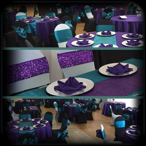 This Enchanted Gardens Baby Shower came to life with these beautiful colors. Plum And Turquoise Wedding, Peacock Color Wedding Theme, Plum And Teal Wedding, Purple And Blue Party Decorations, Purple Teal Wedding, Peacock Birthday Party, Purple Turquoise Wedding, Blue Purple Wedding, Peacock Party