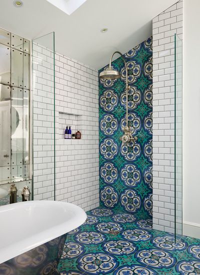 pinterest // @caitlinhellmers Drømme Bad, Shower Mosaic, Beautiful Bathroom Designs, Bilik Air, Victorian Terrace House, Bathroom Design Trends, Bad Inspiration, Decor Baie, Bad Design