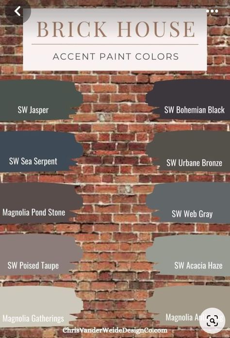 Exterior With Red Brick Accents, Gray Front Door Red Brick House, House Trim Colors Exterior Brick, Red Brick Craftsman House, Black Wall Red Brick Fireplace, Moody Brick Exterior, Brown Brick House Exterior Color Schemes Vinyl Siding, Red Brick House Black Garage Door, Gray And Brick House Exterior