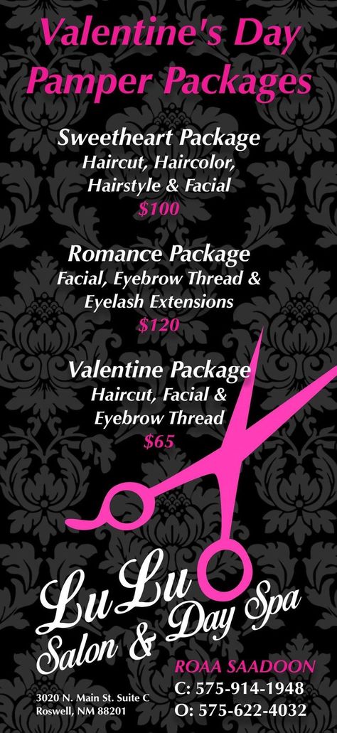 The perfect Valentine's Day gift from LuLu Salon & Day Spa... XOXOXO Salon Valentines Day Specials Hair, Valentine’s Day Salon Specials, Hair Salon Valentines Day Promotions, Valentines Specials For Salon, Salon Valentines Day Specials, Salon Promotions, Hair Salon Quotes, Hair Salon Marketing, Valentine Hair