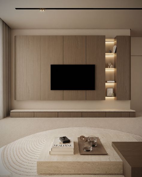 Living Room Tv Designs, Wall Cabinets Living Room, Tv Feature Wall, Bedroom Tv Wall, Living Tv, Japandi Living, Tv Set, Tv Design, Tv In Bedroom