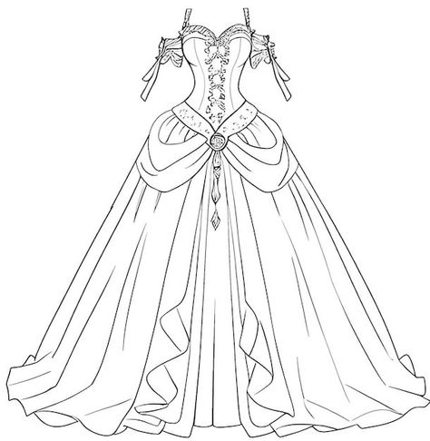 Princess Dress Drawing Sketches, Princess Dress Drawing, Unique Dress Design, Wedding Dress Drawings, Minions Coloring Pages, Pop Art Coloring Pages, Fashion Coloring Book, Fashion Illustration Collage, Fashion Drawing Sketches