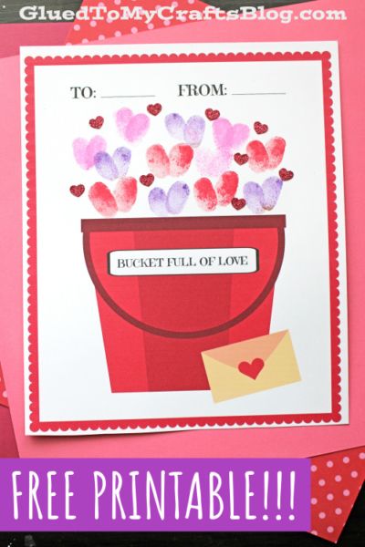 Thumbprint Fill Someone's Bucket Up Craft Lego Valentine, Thumbprint Heart, Circle Activities, Stick Puppet, Coloring Valentine, Puppet Craft, Word Sort, Heart Animals, Heart Craft